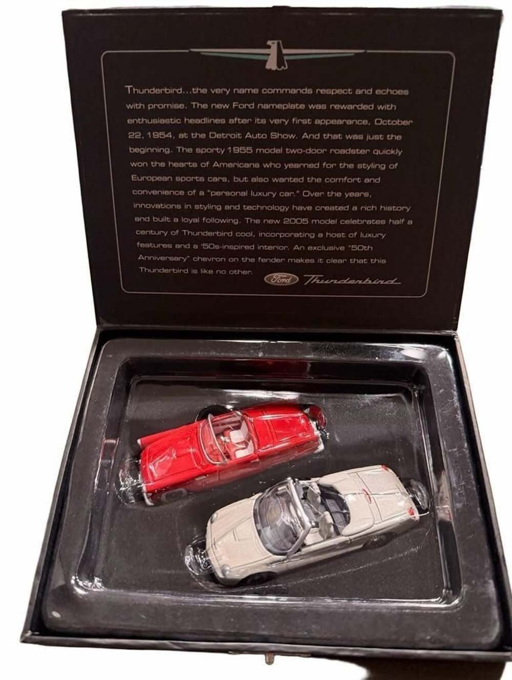 Hallmark Ford Thunderbird 50th Anniversary Car Ornaments Set of 2 Dated 2005